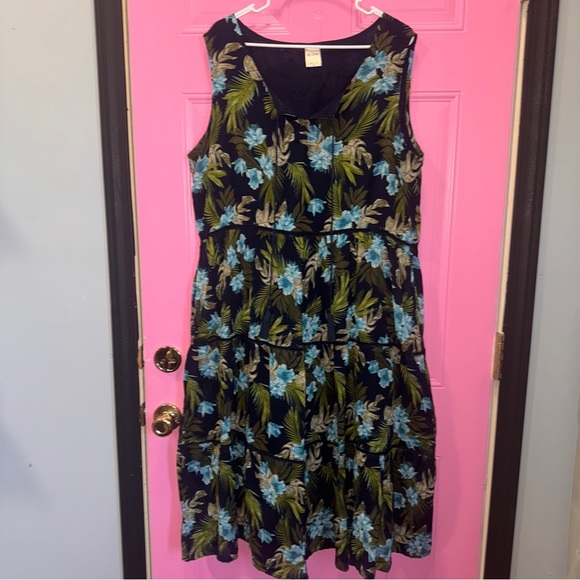 100% Cotton Blair Floral Maxi Dress - Blue, Green size XL - Picture 1 of 10